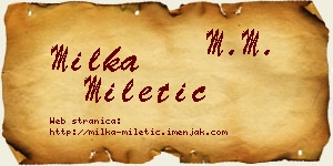Milka Miletić vizit kartica